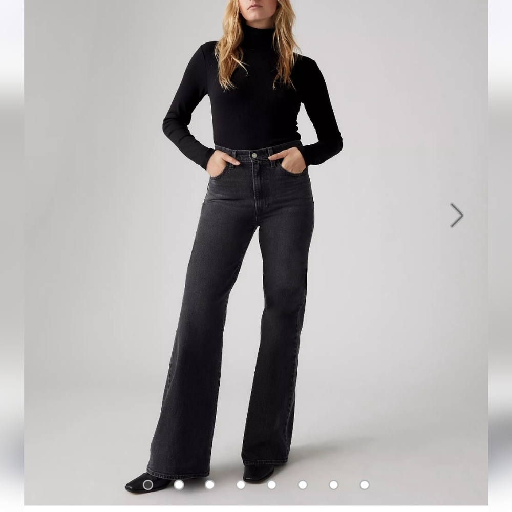 NEW NWT Levis Ribcage Bell Women's Jeans-On The Town Black: W24L32 - Picture 10 of 10